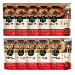 비비고 육개장 500g x 5팩 + 갈비탕 400g x 5팩