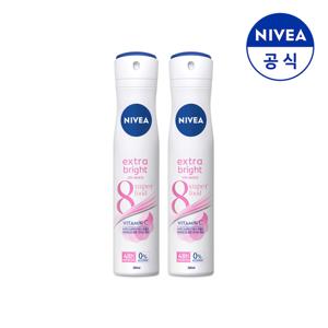 니베아 데오드란트 스프레이 엑스트라 브라이트 200ml X 2개