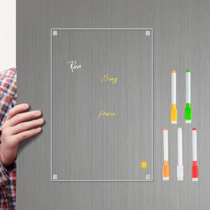 TEMU 냉장고용 1개 자기 건조 지우기 노트 보드, 투명 자기 노트 보드 냉장고용 투명 건조 지우기 노트 보드, 재사용 가능한 달력 화이트 보드에는 5가지 색상이 포함되어 있습니다. 하나의 닦음, 30cm*20cm/11.81인치*7.87인치|냉장고