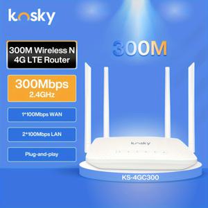 TEMU 코스키 KS-4GC300 4G LTE 무선 N 라우터, 300Mbps 2.4GHz 와이파이 기능, 듀얼 100Mbps LAN 포트, 유럽 표준 플러그, 전원 공급 85V-265V, 플라스틱 소재, CAT4 - 배터리 없음|와이파이증폭기