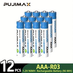 TEMU PUJIMAX Ni-MH 충전식 배터리 - 1.2V, AA/AAA 사이즈 (800mAh & 300mAh), 긴 수명, 전자제품용 다용도 사용