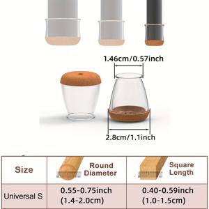 TEMU 하드우드 바닥용 16개 팩 의자 다리 바닥 보호대, 둥근 고무 가구 슬라이더, 360도 펠트 패드로 둘러싼 두꺼운 실리콘 가구 다리 캡 커버|좌식의자