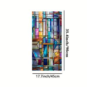 TEMU 캐치아트 스테인드글라스 효과 창문 필름 - 1롤, 비접착식, 정전기력 장식 틴트, 집 & 사무실 창문용, 쉬운 설치 PVC 소재