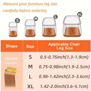 TEMU 24개 프리미엄 투명 의자 다리 보호대 - 내구성 있고 소음 감소 기능의 목재 바닥용 가구 발 커버|좌식의자