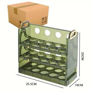 TEMU 플라스틱 계란 홀더 손잡이 포함 - 1개 식품 안전 계란 보관함, 대용량, 미적 분류 계란 정리함 냉장고, 주방 조리대, 식탁용 - 칸막이가 있는 계란 트레이