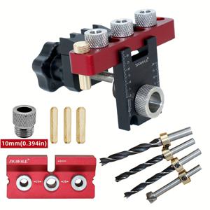 TEMU 1 Set 3 In 1 Dowelling Jig, Universal Dowel Cam Jig, Wood Hole 드릴링 가이드 로케이터, 조정 가능한 포켓 홀 지그 키트, 목공 도구