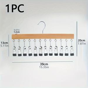 TEMU 모자, 속옷, 넥타이, 캐미솔, 스카프, 벨트를 건조시키기 위한 목욕실, 침실, 옷장, 옷장, 가정용 보관함을 위한 1개 12개 클립 목재 모자 행거, 옷 건조대