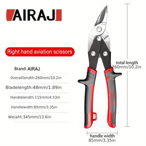 TEMU 10인치 중장비 항공가위 - 산업용 등급, 빨강, 방청, 조립 필요 없음