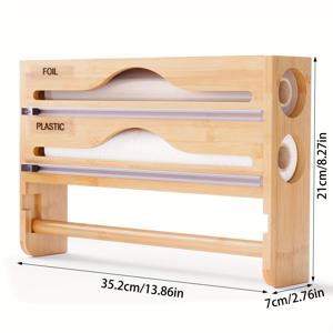 TEMU 1개의 포일 및 플라스틱 랩 정리함, 벽걸이 식 키친타월 홀더, 4 In 1 플라스틱 랩 식품 분배기 커터 포함, 가정 및 레스토랑용 알루미늄 포일 분배기, 주방 정리 및 보관, 주방 액세서리