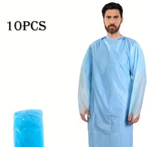 TEMU 10개 대형 46인치 방수 일회용 PPE 격리 가운, 엄지 링, 벨트 & 소매 포함 - 냄새 없는 파란색 CPE, 가정 및 실험실 사용 - 성인용 보호복