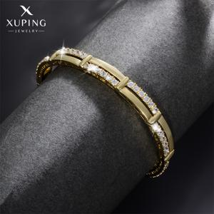 TEMU XUPING JEWELRY 심플 럭셔리 팔찌 팔찌 14K 골드 도금 구리 지르코니아 인레이 여성용, 일상 착용, 선물, 파티, 결혼식, 추수감사절 휴일 - 모든 계절 호환