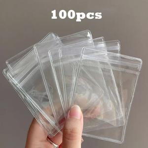 TEMU 100개 PVC 지퍼백, 투명 쥬얼리 보관 파우치, 귀걸이 정리함, 쥬얼리 포장 백, 문화 놀이 쥬얼리, 산화 방지 내구성 밀봉, 가정 및 주방 보관 용품, 쥬얼리 롤