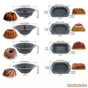 TEMU 8피스 실리콘 베이크웨어 세트 - 굽기, 무스, 젤리, 초콜릿을 위한 논스틱 케이크 몰드 - 브라우니, 미트로프, 코블러를 위한 다재다능한 팬 - 할로윈, 크리스마스, 추수감사절 등에 이상적