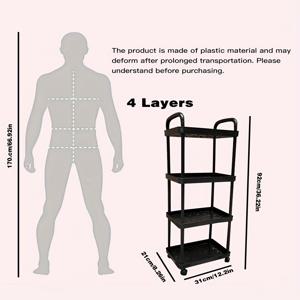TEMU 1pc 주방 다기능 수납 선반, 이동식 욕실 및 욕실 수납 선반, 대용량 간식 선반(4개 풀리 장착), 선반