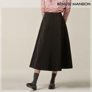 [비뮤즈맨션] Satin long flare skirt - Black [BE23FSK004BK]