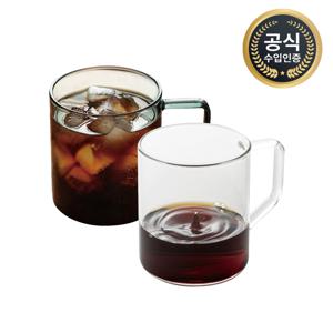 카페드코나 글라스 커피잔 360ml (투명, 블랙)