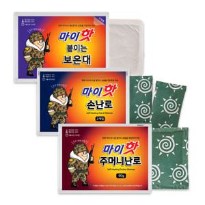 (최종혜택가 18450원)마이핫 군용 핫팩 붙이는 손난로 발 복부 파스형 24년 최신생산 대용량 온열팩 찜질팩