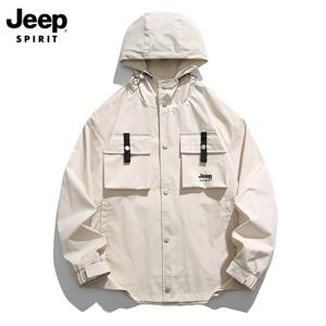 JEEPSPIRIT  지프 카고 바람막이 남성 후드 가을 신상 입체 멀티 포켓 점퍼 야외캠핑하이킹재킷