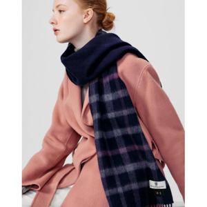 닥스 액세서리 23FW DAKS MUFFLERBASIC남녀공용 네이비 체크 캐시미어100% 양면 머플러 DBMU3F802N2