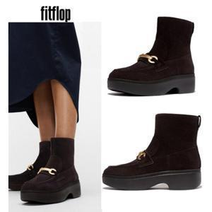 핏플랍 FITFLOP FFSO4F620W3 24FW F-루마 스웨이드 웨지 청키 여성 앵클부츠 브라운