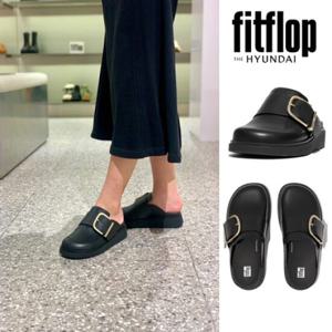 핏플랍 FITFLOP (FFSO4F016BK) 24FW 젠-FF 맥시 버클 레더 여성 슬리퍼 블랙