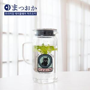 쿠로네코 내열 강화유리물병 소형 1000ml  / 글라스물병 냉장고물병 자리끼물병 보리차물병