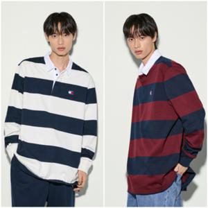 남성 스트라이프 뱃지 럭비 티셔츠 T32E7TKT51TMT1 TOMMY JEANS