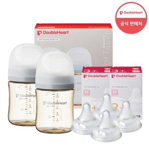 [더블하트] 3세대 160ml 모먼트 트윈팩(젖병2개) + 젖꼭지 4개