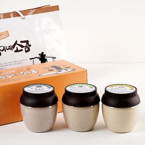 [지투지샵] 신안 소금 선물용 3종 각450g(함초소금+톳소금+마늘소금)