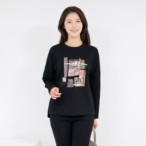 여성 엄마옷 라운드 나그랑 패치 긴팔티셔츠 TS409078 중년여성의류/50대/60대/마담/빅사이즈/할머니옷