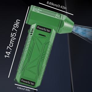 TEMU 고속 휴대용 USB 팬, 130,000 RPM, 다기능 휴대용 팬, 먼지 제거, 물 분사, 바베큐 숯, 착용 가능 디자인, 배터리/USB 듀얼 전원 모드, 4000mAh 충전식 배터리, 플라스틱 소재, ≤36V 작동 전압|에어컨선풍기