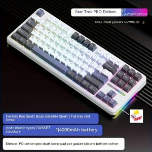 TEMU AULA F87 Pro 기계식 게이밍 키보드 - RGB PBT, 5층 무음 스위치, 무선 & USB 연결, 삼중 모드, 무충격 디자인, Windows 및 노트북 호환|키보드|독거미키보드