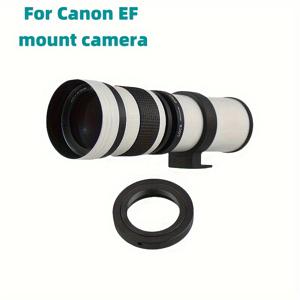 TEMU 420-800mm F/8.3-16 고성능 망원 줌 렌즈 - 수동 초점, 캐논 EF 마운트 DSLR 카메라용 - T-마운트 어댑터 포함, 어댑터 사용 시 다양한 모델과 호환 가능