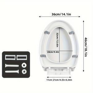 TEMU 조용한 닫힘 흰색 변기 좌석 커버 - 내구성 있고 두꺼운 PP 소재, 빠른 릴리스 힌지로 쉬운 청소 및 미끄럼 방지, 쉬운 설치 욕실 액세서리