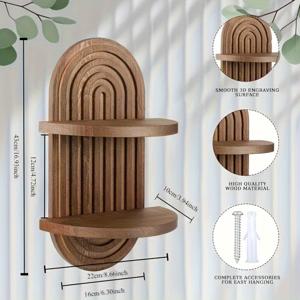 TEMU 현대적인 아치형 디자인의 나무 벽 선반 - 2개의 선반, 22.8