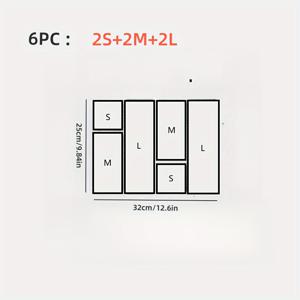 TEMU 화장품용 아크릴 서랍 정리 세트 - 3/6개, 메이크업 & 보관용 다용도 크기 구획, 휴대용 디자인, 후크 포함