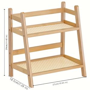 TEMU 우아한 대나무 2단 디스플레이 선반: 가정 장식, 사무실 또는 주방에 적합 - 전원 필요 없음. 1개 주문 = 1개 제품만 제공됩니다. 여러 개의 제품 이미지가 표시되는 것은 스타일을 보여주는 것입니다. 제품 크기: 10.63 인치 x 5.51 인치 x 인치(27cm x 14cm x 30cm)