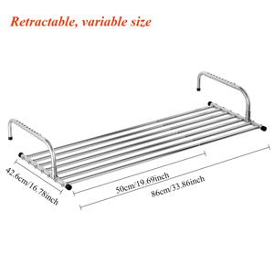 TEMU 1개 폴리싱 스테인리스 스틸 접이식 옷걸이 건조대, 조절 가능한 다기능 세탁물 걸이대 타월, 신발용, 대용량, 부식 방지, 기숙사 및 발코니 사용 가능|빨래건조대