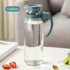 TEMU 1pc 유리 물병 800 /1100/1400 Ml 손잡이가있는 대용량 유리 병 가정용 유리 쿨러 고온 방지 냉수 주전자 유리 유리 컵 주스 주전자 쿨러 컵 여름 겨울 음료 용기 홈 주방 용품 학교 용품으로 돌아 가기