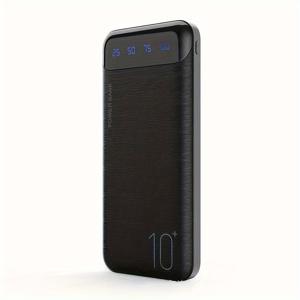 TEMU 1pc 10000mAh 휴대용 파워 뱅크, 빠른 충전, LED 디스플레이, USB Type-C, 얇은 충전식 리튬 폴리머 배터리, 휴대폰 및 태블릿용 범용, 여행 필수품, 선물용으로 준비된 제품입니다.|보조배터리|보조배터리20000