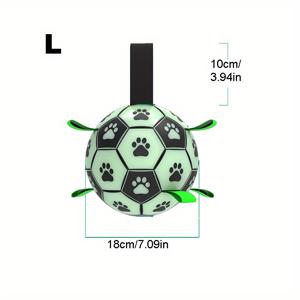 TEMU 1pc 내구성 축구 디자인 스트랩과 애완 동물 빛나는 장난감 훈련을위한 개 씹는 공 장난감 재생 치아 청소, 소형 중형 대형견을위한 대화 형 가져 오기 애완 동물 장난감