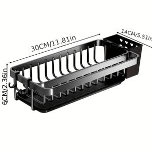 TEMU 스테인리스 스틸 주방 싱크 측면 수납장, 타월 바 및 브러시 홀더 포함 - 30cm/11.81in x 14cm/5.51in x 6cm/2.36in