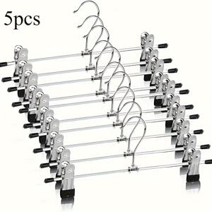 TEMU 5개/10개 고급 스테인리스 옷걸이, 조절 가능하고 미끄럼 방지, 스커트, 청바지, 코트에 적합 - 내구성 있는 금속 옷걸이, 공간 절약형 의류 보관 솔루션, 의류 매장 및 가정용|행거|바지걸이
