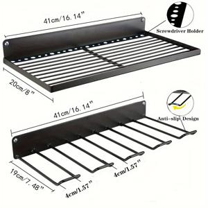TEMU 1개 금속 드릴 및 스크루드라이버 홀더 벽걸이형, 무선 드릴 및 전동 공구용 도구 보관 랙, 스크루드라이버 슬롯이 있는 견고한 철 정리함, 미끄럼 방지 디자인, 가정 및 차고 정리