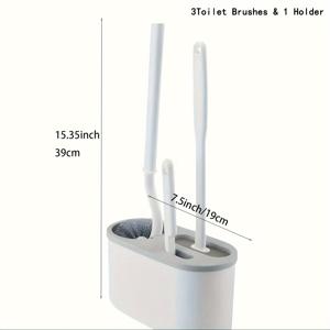 TEMU 1세트, 2/3 화장실 브러시 & 1 홀더, 벽걸이 화장실 브러시 및 홀더 세트, 실리콘 솔이 있는 유연한 변기 브러시 헤드, 욕실 액세서리, 욕실 도구
