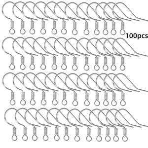 TEMU 925 실버 귀걸이 백 100개/50쌍 저자극성 피쉬 훅 귀걸이 와이어 주얼리 메이킹