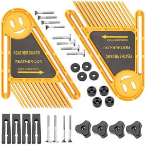 TEMU 테이블 톱, 라우터 테이블 및 밴드 톱용 작업대에 사용할 수 있는 조절 가능한 더블 피더 로크 보드, 목공 안전 가이드 푸시 블록으로 구성된 2개 세트의 트루 플렉스 페더보드