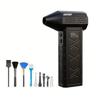 TEMU HSTOP 휴대용 터보 제트 에어 블로워, 고속 130,000 RPM, ABS 소재, 컴팩트 디자인, 자동차 건조기, 먼지 청소기, 야외 캠핑 및 바베큐 점화 팬