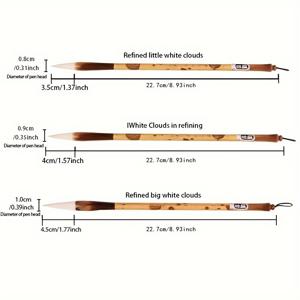 TEMU 염소 털 브러쉬 3개 + 브러쉬 상자로 구성된 절묘한 세트, 대형, 중형, 소형 크기의 고급 흰색 구름 서예 브러쉬가 포함되어 있습니다. 중국 회화, 서예 및 수채화 물감에 이상적입니다. 일반 스크립트, 실행 스크립트 및 필기체 스크립트의 대형 문자 캘리그래피 연습에 적합합니다. 중국 문화 서예를 위한 필수 브러시 세트|캘리그라피