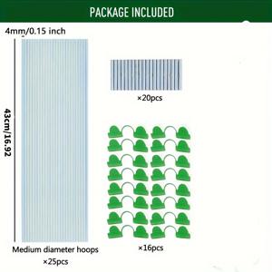TEMU 25개 세트 방청 유리섬유 정원 후프 키트 - 내구성 있고 접이식 후프, 온실, 터널 지지 및 묘목 보호용 - 쉬운 조립 및 보관, 공간 절약 디자인